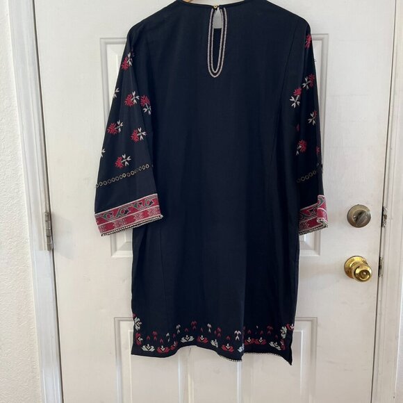 Ulla Johnson Black Aztec Embroidered Intricate Beaded Bohemian Dress Sz 0P - Picture 8 of 16